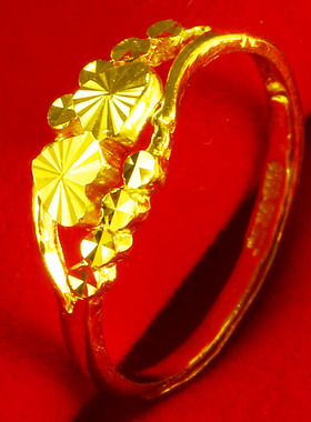 黄金戒指女款9999足金指环纯金首饰心形送女友生日礼物按克重
