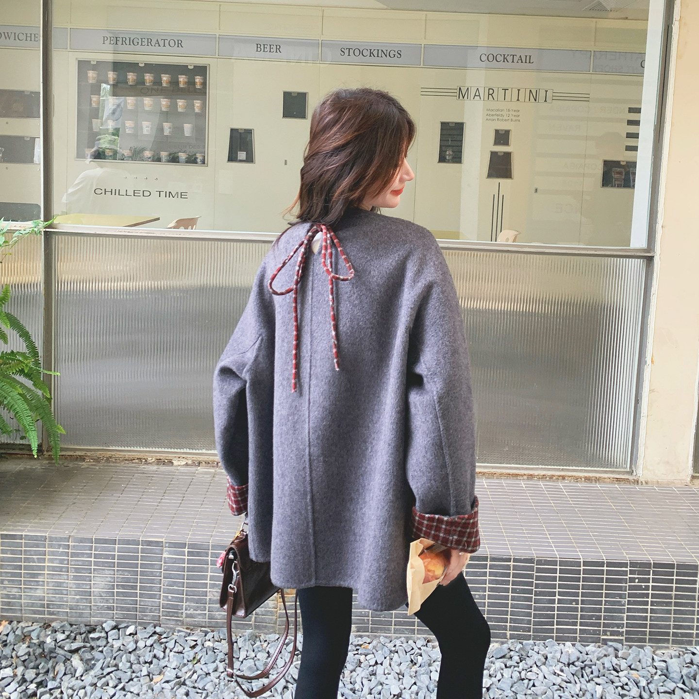【上新】格子双拼圣诞风70羊毛大衣2C079-4543-p270-k408,女装毛呢外套,2C079