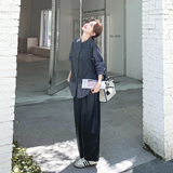 【档口有货】针织条纹假两件+皮裤两件套2C079-4525-p165-k248，女装套装/套裙，2C079