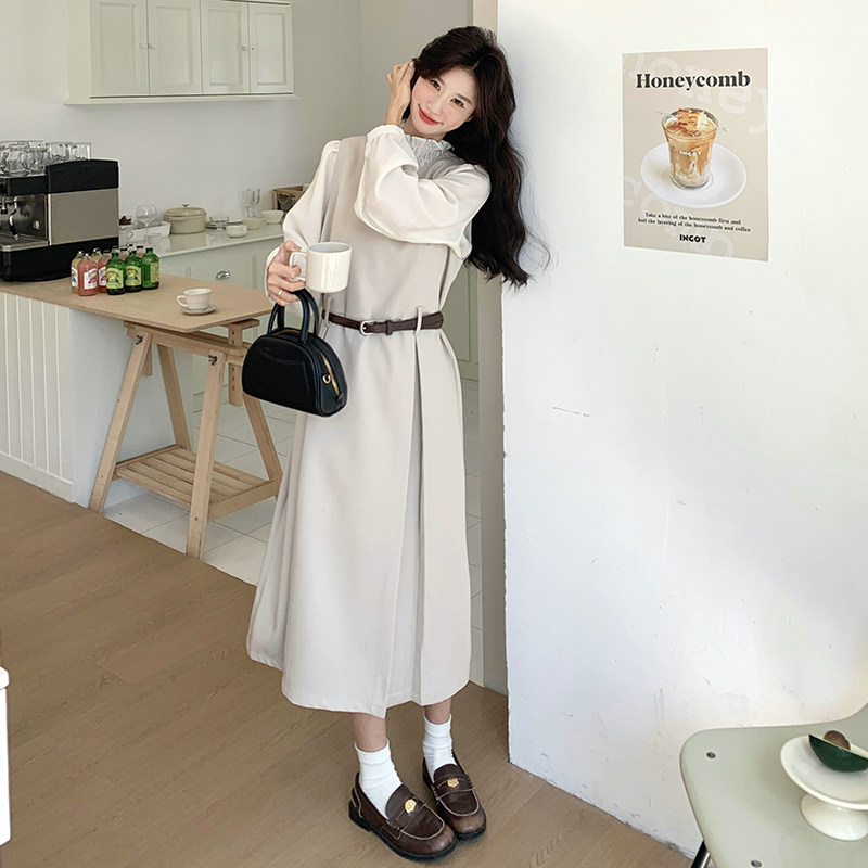 【档口有货】无袖连衣裙打揽衬衫两件套+腰带079-2530-p180-k258,女装连衣裙,2C079