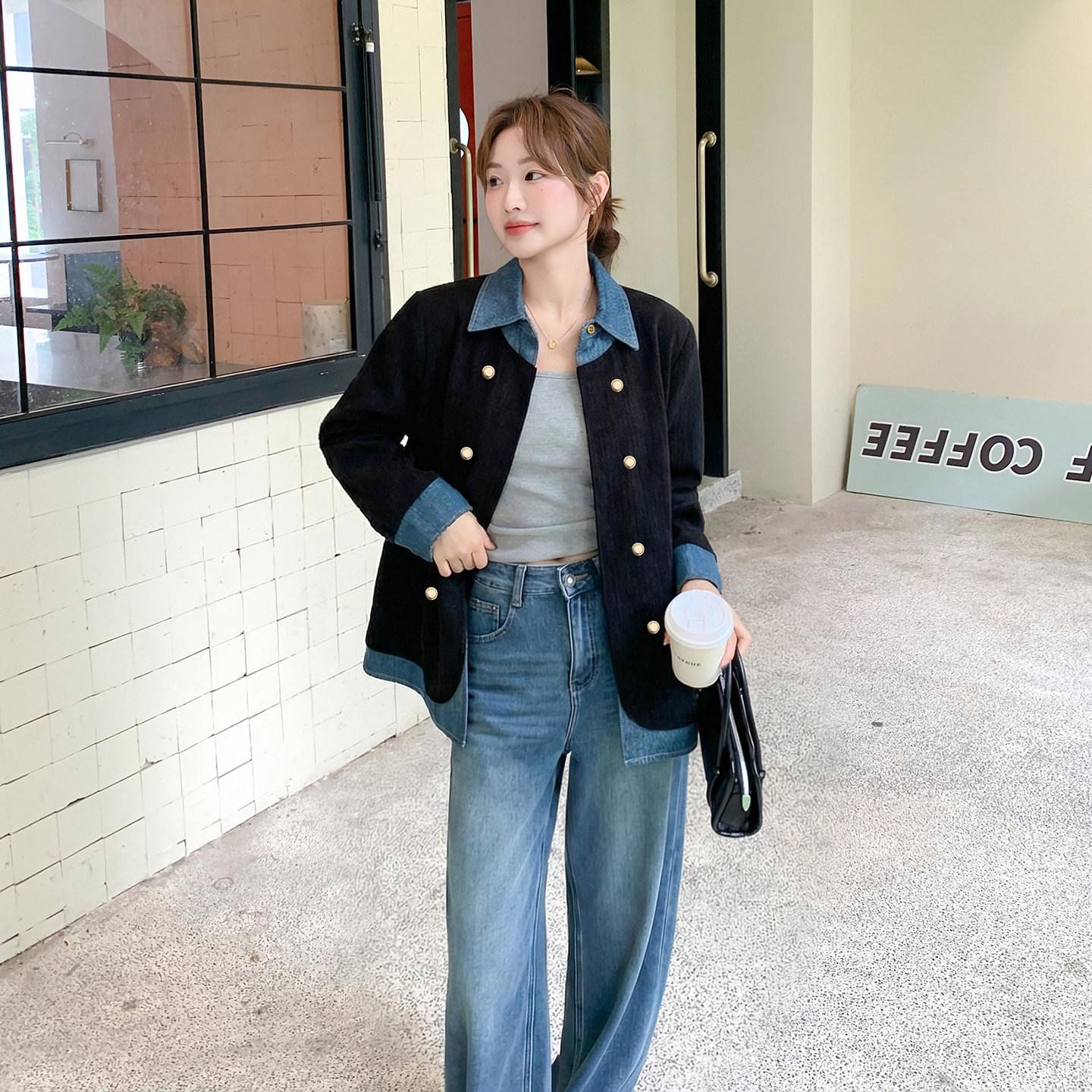 【上新】加厚雪尼尔拼接牛仔拼接外套2C079-2601-p150-k248,女装西装,2C079