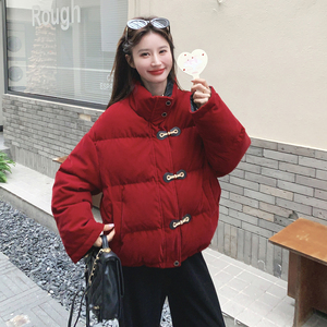 法式复古范红色绒感羽绒服2025冬季立领氛围感加厚双面穿时尚外套图片