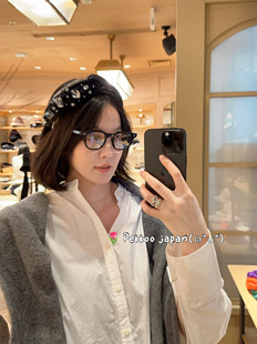 蕾丝珍珠钻石宽边发箍 CA4LA 复古优雅 CHIVE 发饰 CAM10071