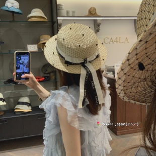 波点网纱 57cm CAM60121 CA4LA 蝴蝶结飘带遮阳草帽礼帽 高定系列