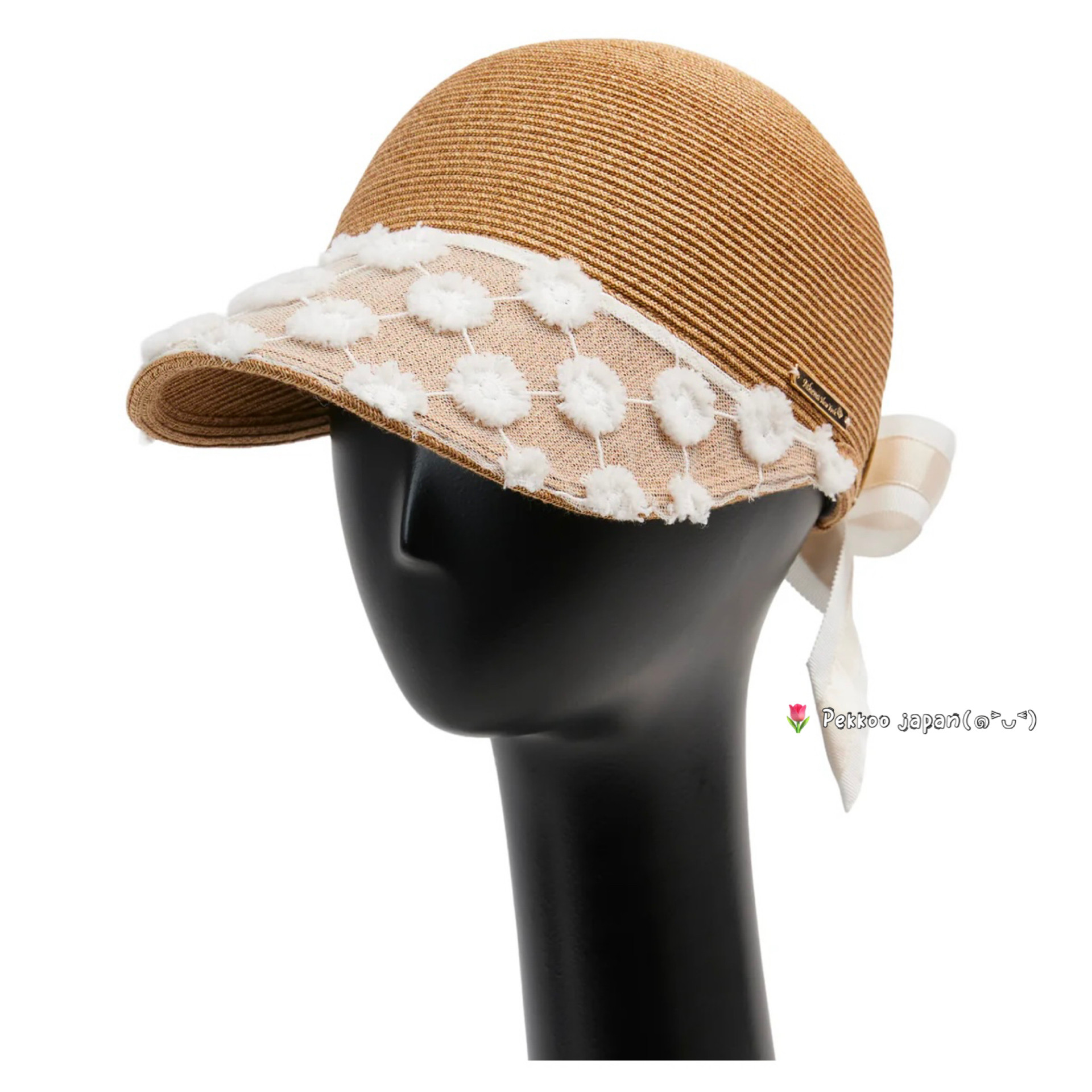 uv防晒57cm Athena new york Simone 春夏可爱薄纱花朵蕾丝棒球帽