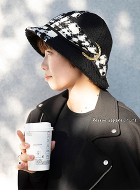 58cm CA4LA KTZ02371 LILLIAN 秋冬圆顶渔夫帽 羊毛拼接格子