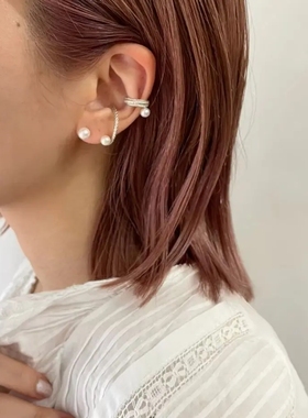 日本代购 Flavour独特蕾丝设计 小众设计师风格 叶片珍珠耳环312