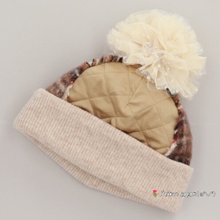 CAM20089 CA4LA QUILTING CHECK 蕾丝绒球针织帽 WATCH 60cm