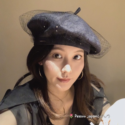 maisonkaya网纱水钻牛仔贝雷帽