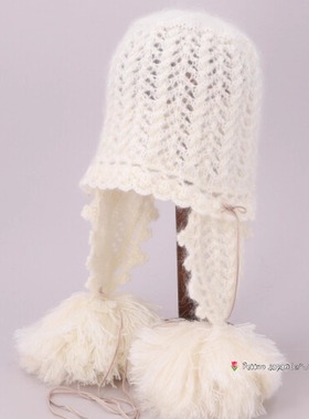 55-58cm CA4LA BRA02278 BIG 秋冬可爱绒球蝴蝶结 护耳保暖针织帽