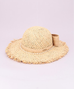 春夏度假毛边链条装 58cm 饰草帽 RESORT PEARL CA4LA CAM50125
