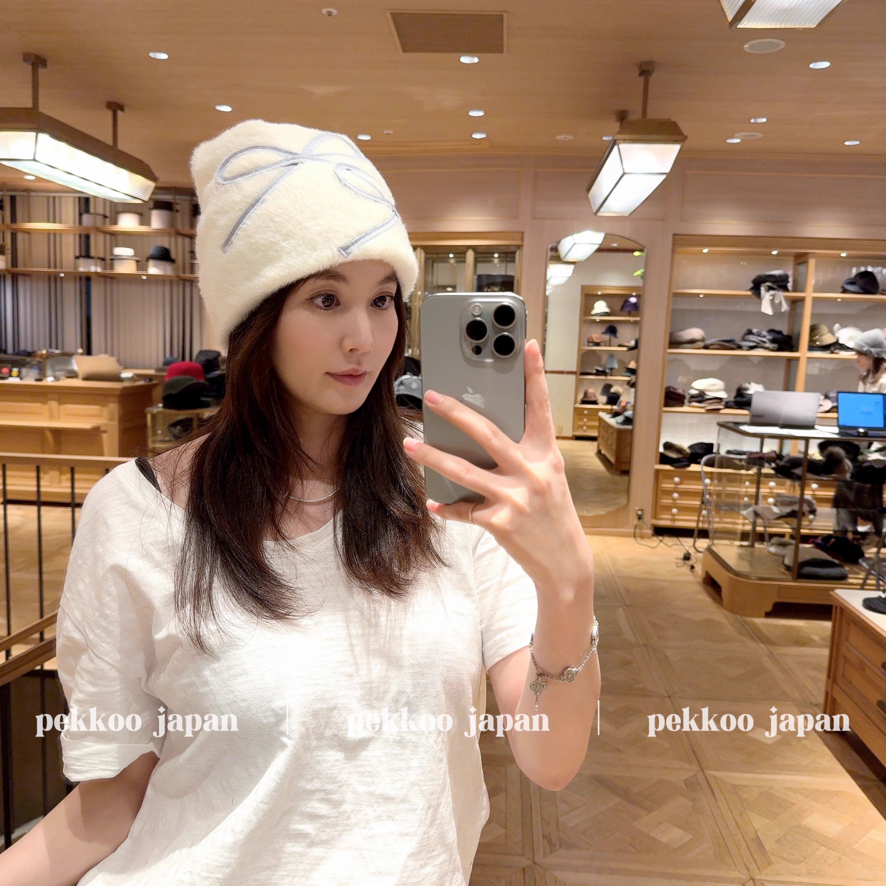 56-61cm CA4LA TOZ00162 SOPHIA 甜美蝴蝶结刺绣 柔软保暖针织帽