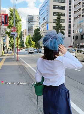 国现kaya tokyo 羊毛网纱贝雷帽 秋冬贝雷帽网纱可爱贝雷帽日本制