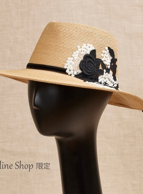 57cm Athena new york Giselle 天鹅绒丝带蕾丝花朵 uv防晒遮阳帽