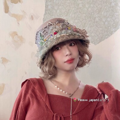 57.5cm CIRQUTURE CIQ035r 轻奢蕾丝刺绣 珍珠花朵 25秋冬渔夫帽