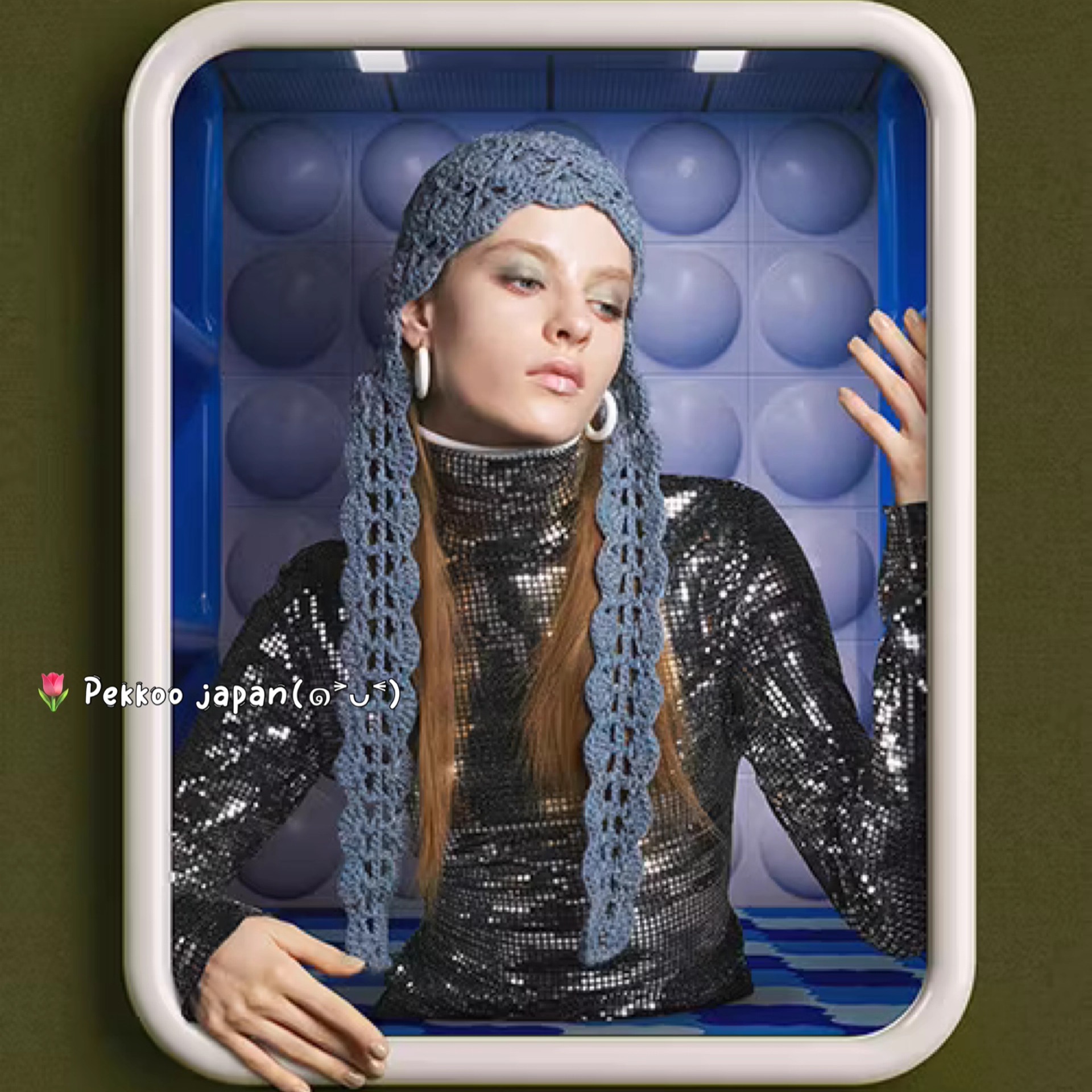 56~59cm CA4LA CROCHET HAT COH00014 羊毛镂空 钩花针织帽