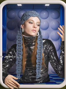 56~59cm CA4LA CROCHET HAT COH00014 羊毛镂空 钩花针织帽