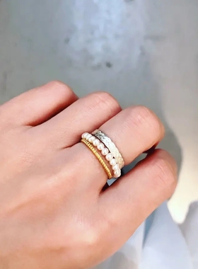 日本代购 Flavour独特蕾丝设计 小众设计师风格 蕾丝珍珠戒指307