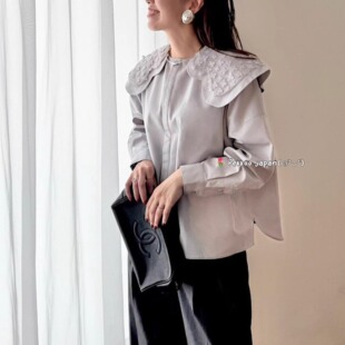 日本 衬衫 甜美日系娃娃领 衬衣 荷叶边小花 LINKABLE