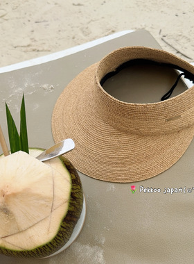 可折叠 空姐小鱼同款 maison kaya HRF0530 拉菲草防晒遮阳空顶帽