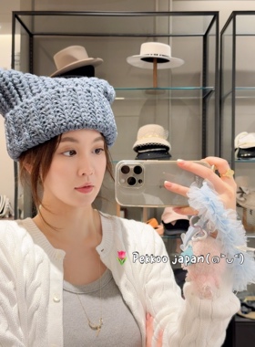 56-60cm CA4LA ONM01969 MIAO4 秋冬新款 可爱猫耳朵 羊毛针织帽