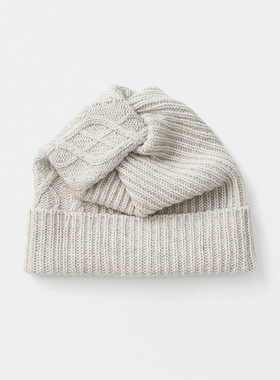 56-58.5cm mature ha ECO-001 秋冬保暖休闲麻花钩针褶皱针织帽