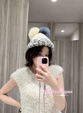 9折国现 Kaya.tokyo 可爱百搭 狐狸毛球 针织帽毛线帽羊毛日本制