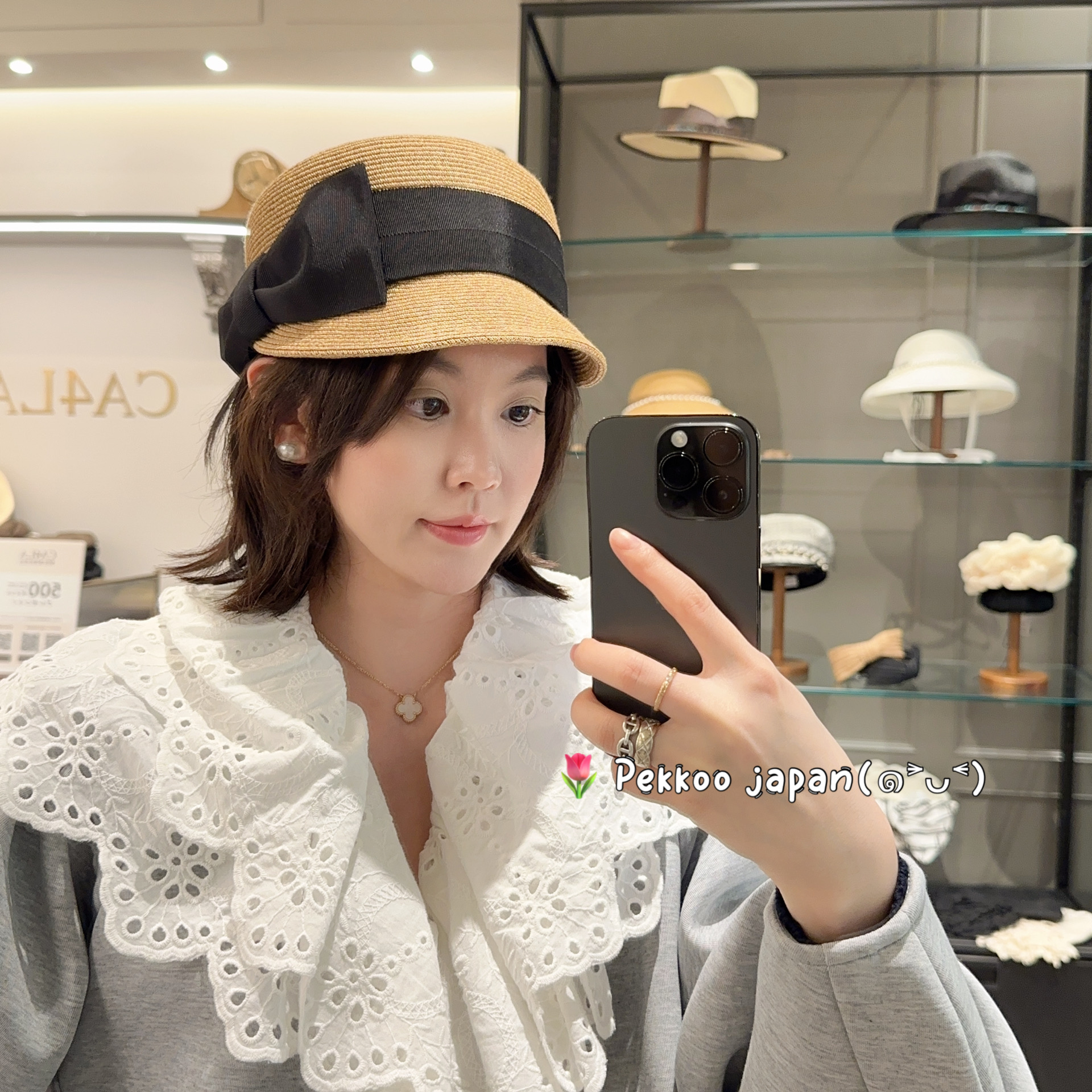 57.5cm CA4LA KTZ02614 HUMBERT.N4 优雅侧蝴蝶结 草帽报童帽