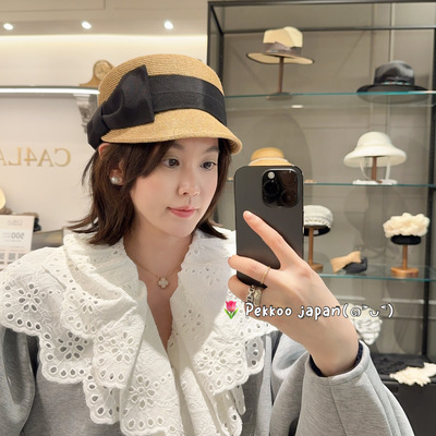 57.5cm CA4LA KTZ02747 HUMBERT.N5  优雅侧蝴蝶结 草帽报童帽