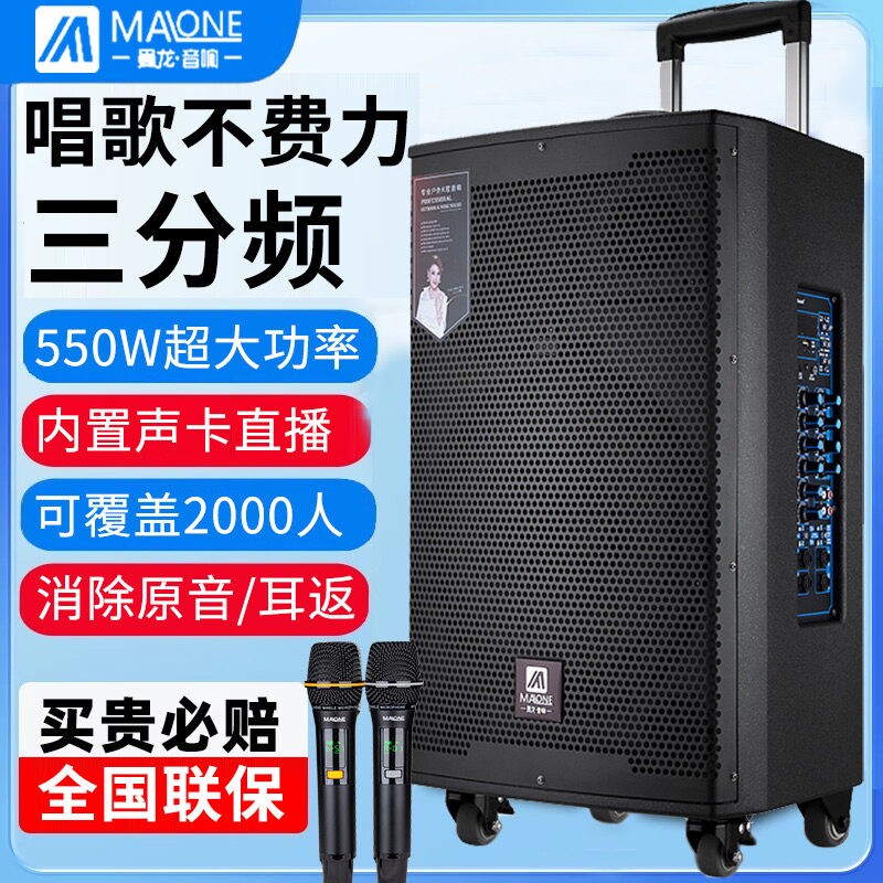 曼龙户外音响广场舞大功率蓝牙专音箱业K歌演出声卡直播移动拉杆