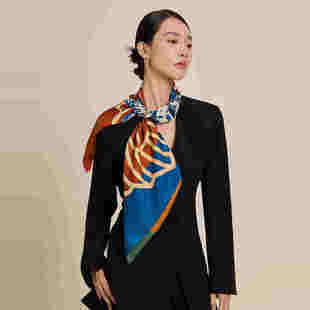 万事利2025新款100%桑蚕丝真丝丝巾女时尚披肩大方巾 好运连连