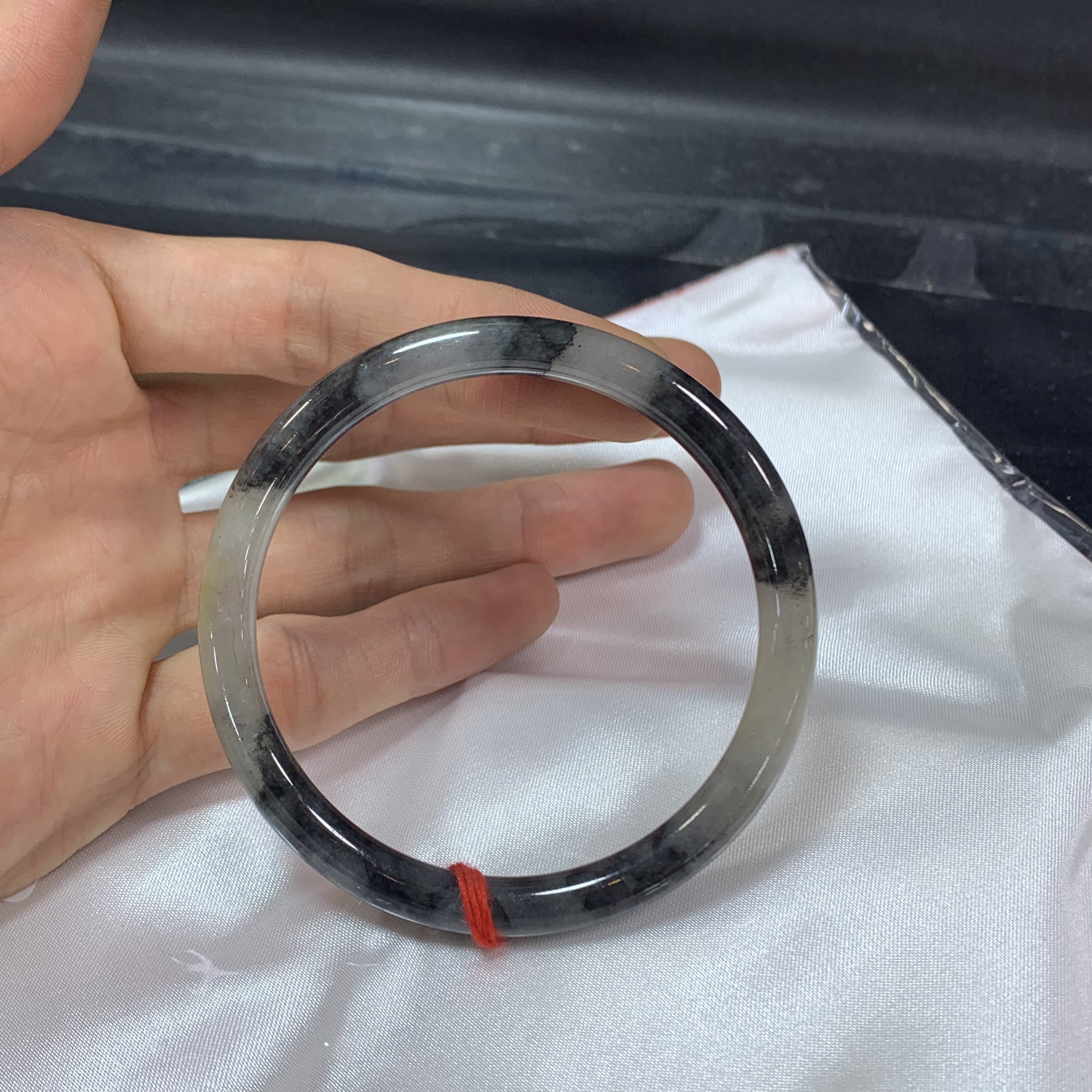 国风水墨丹青 58-59冰乌鸡翡翠手镯大圈口乌鸡玉镯缅甸天然意境镯