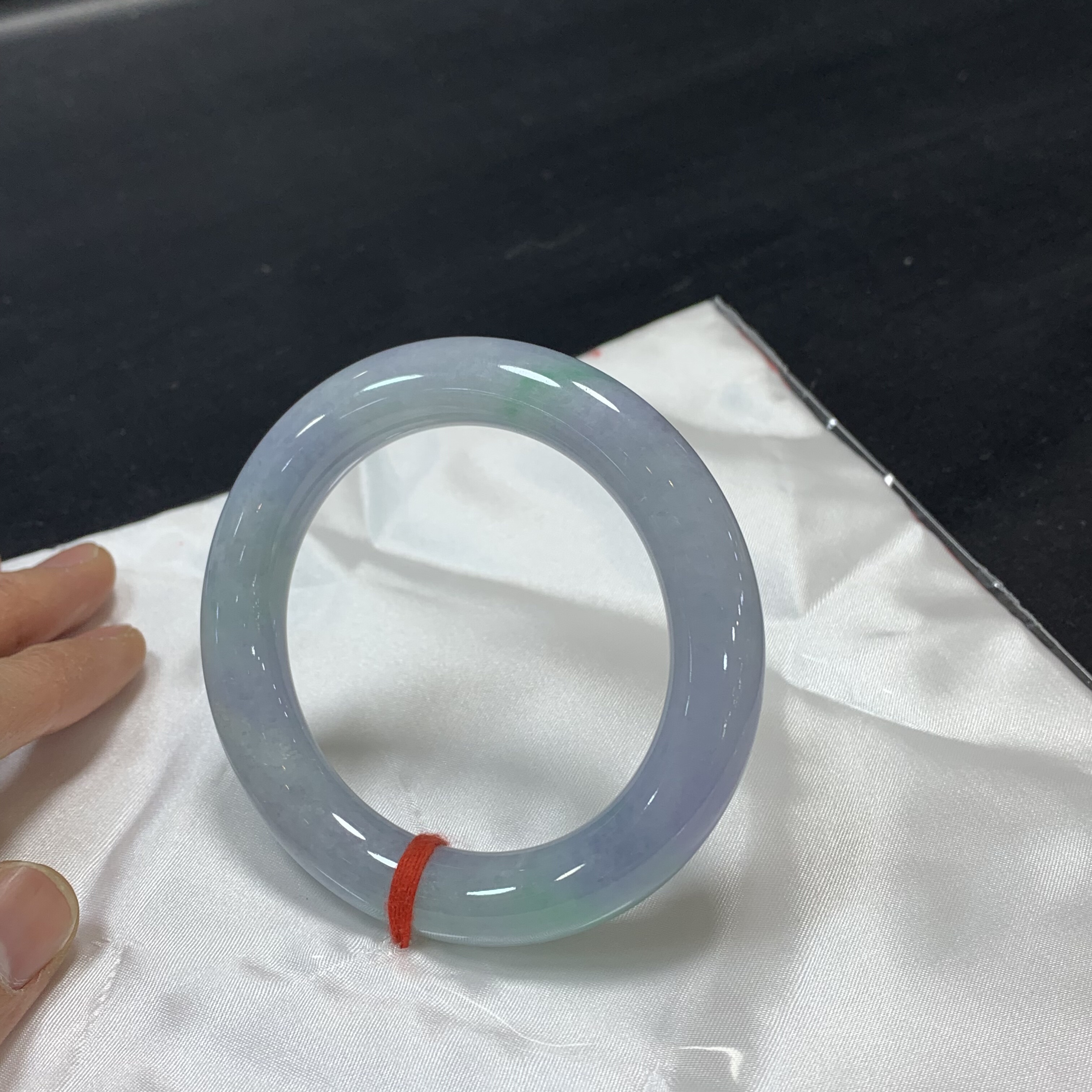 56-11.6圆条 紫罗兰飘绿翡翠手镯 缅甸天然翡翠A货手镯 细腻完美