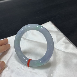 紫罗兰飘绿翡翠手镯 缅甸天然翡翠A货手镯 细腻完美 11.6圆条