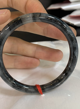 冰乌鸡翡翠手镯缅甸天然翡翠手镯A货冰种翡翠飘花意境玉镯