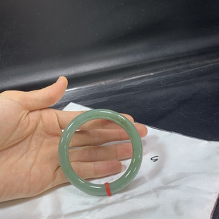 微瑕 56.5圆条满苹果绿翡翠手镯天然缅甸玉镯冰种满绿镯子美人镯