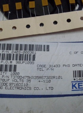 T370D475K035AS7322R101  直插 钽质电容器35V4.7uF 10% Kemet
