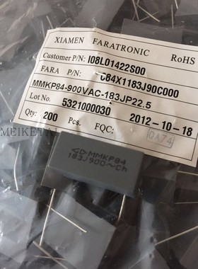 C84X1183J90C000 法拉校正电容 MMKP84 900V 183J  0.18uF 22.5mm