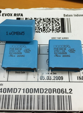 PHE840MD7100MD20R06L2 薄膜电容器 275v1uF 20% 22.5mm RIFA