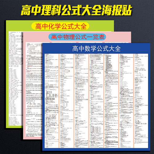高中数学物理、化学公式大全墙贴