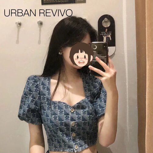 短款泡泡袖牛仔外套衬衫女