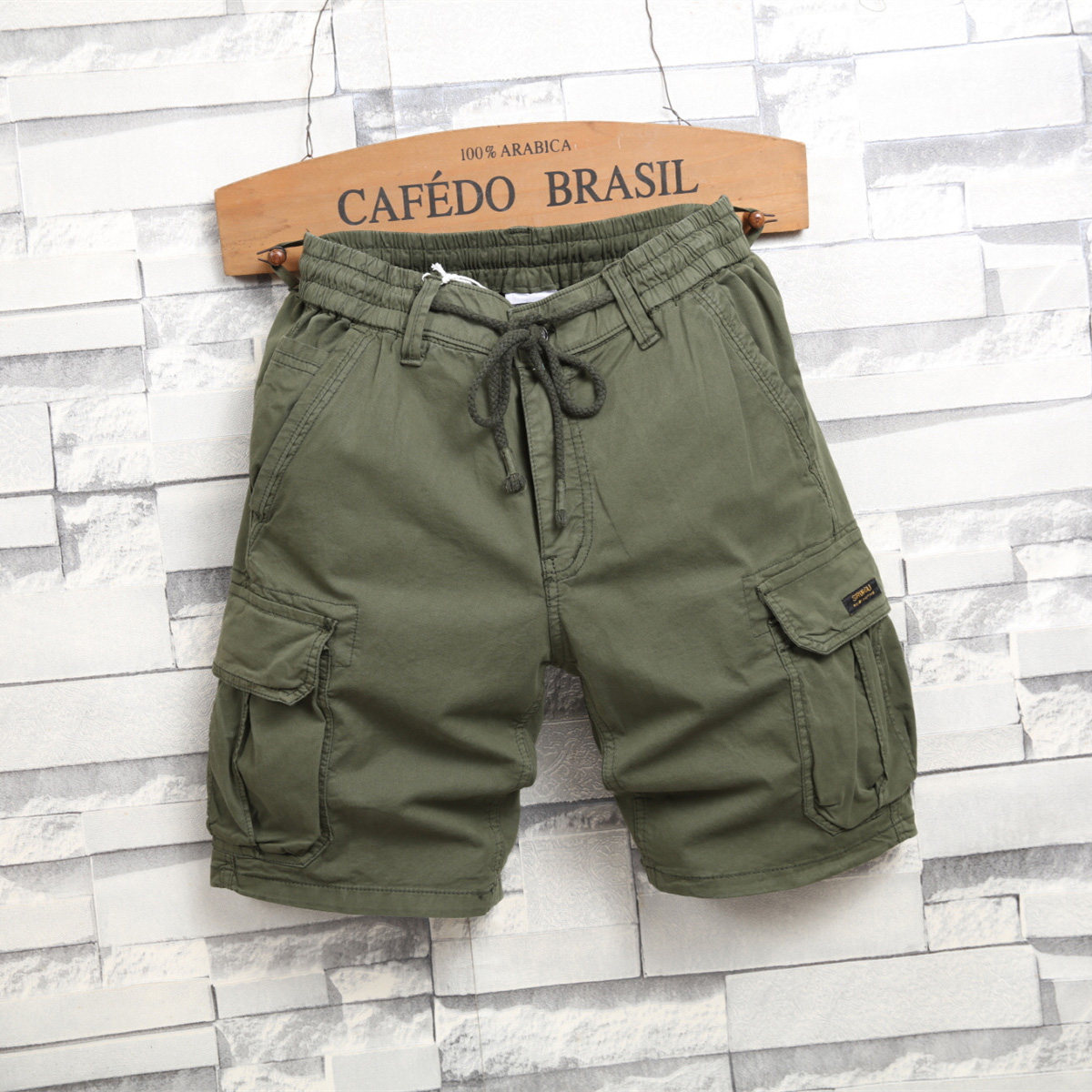 夏季系绳美式工装短裤男士宽松直筒潮牌休闲中裤弹力运动五分裤子