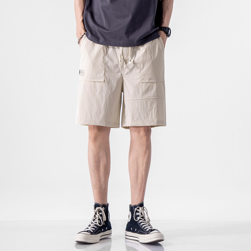 工装休闲短裤男宽松夏季薄款系带五分裤黑色运动潮流百搭中裤男