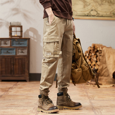 工装裤男款2025秋冬新款潮牌大码宽松束脚秋冬纯棉男士休闲长裤子