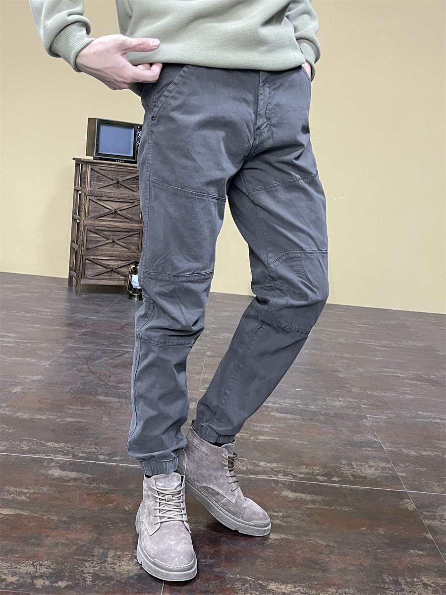 春秋休闲裤男款修身工装裤青年潮牌时尚长裤子2026年百搭束脚拼接