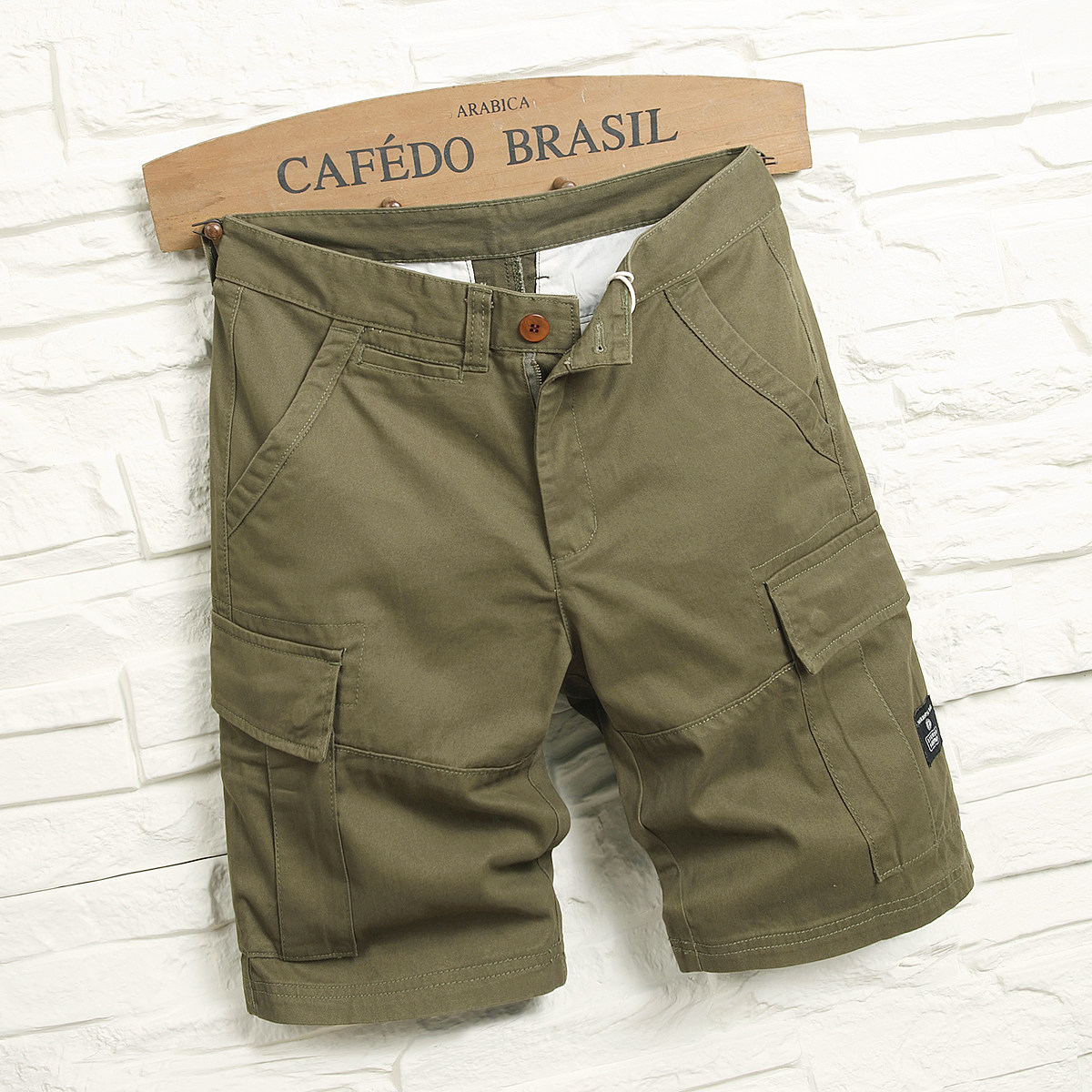 机能风军绿短裤男夏季宽松五分工装马裤潮牌5分外穿休闲中裤厚款