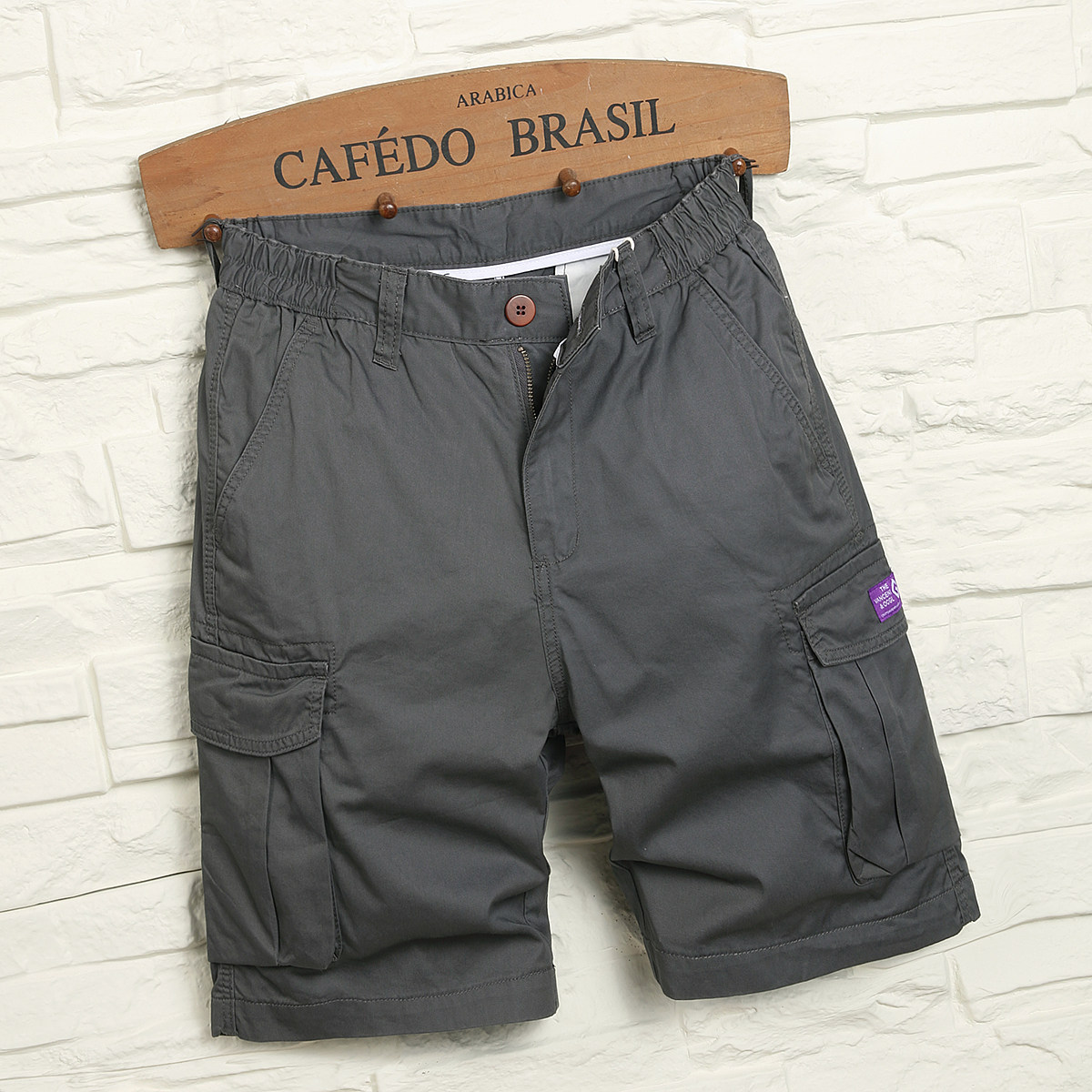 拉链宽松型休闲裤中腰纯色外穿