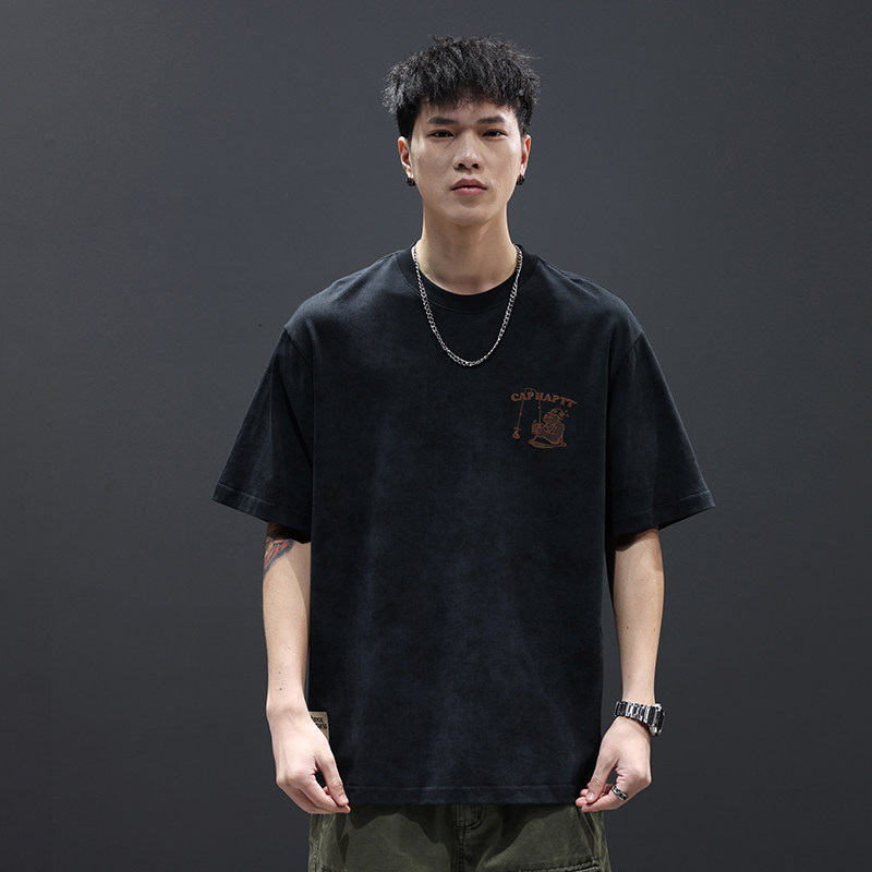 夏季薄款宽松短袖衬衣T恤男