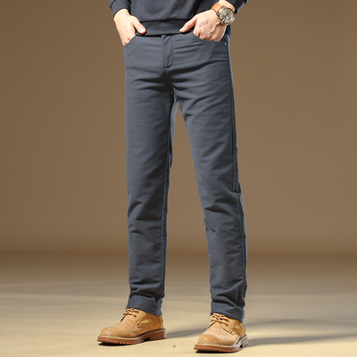 香港秋冬新款高端秋冬休闲裤男士修身直筒男裤商务卡其色男款裤子