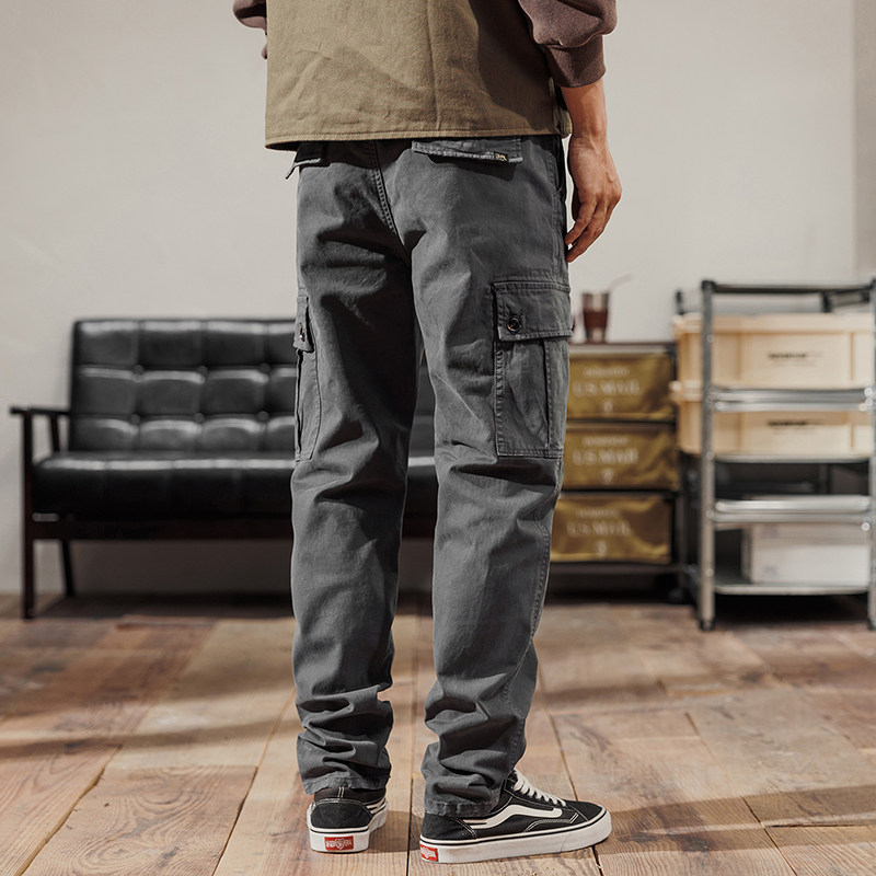 2025秋冬季新款水洗美式复古弹力工装裤男潮牌直筒宽松休闲长裤子